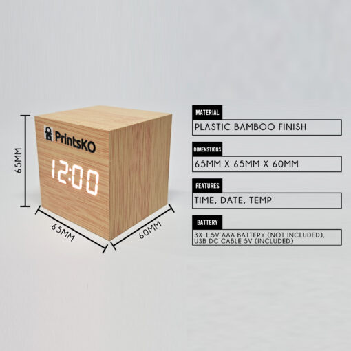 Wooden Desk Clock Cube - Image 2