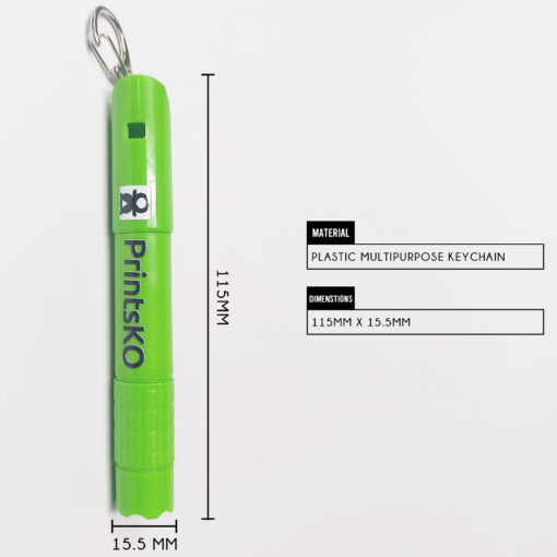 Keychain with Flashlight Whistle and Pen - Image 2