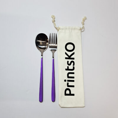 Spoon and Fork with Canvas Pouch