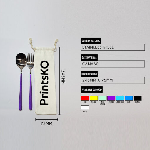 Spoon and Fork with Canvas Pouch - Image 2