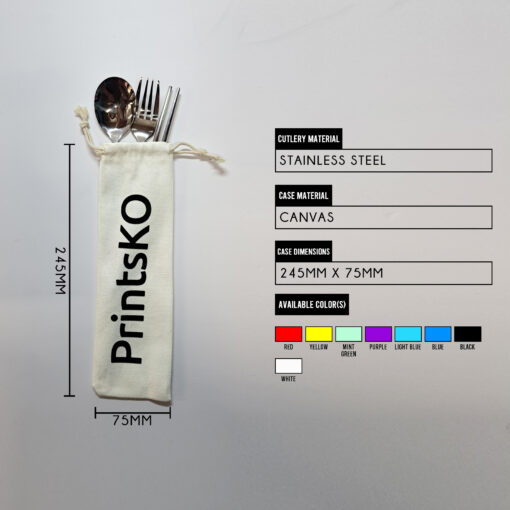 Spoon, Fork and Chopsticks with Canvas Pouch - Image 2