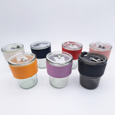 Glass Mug with Leather Sleeve